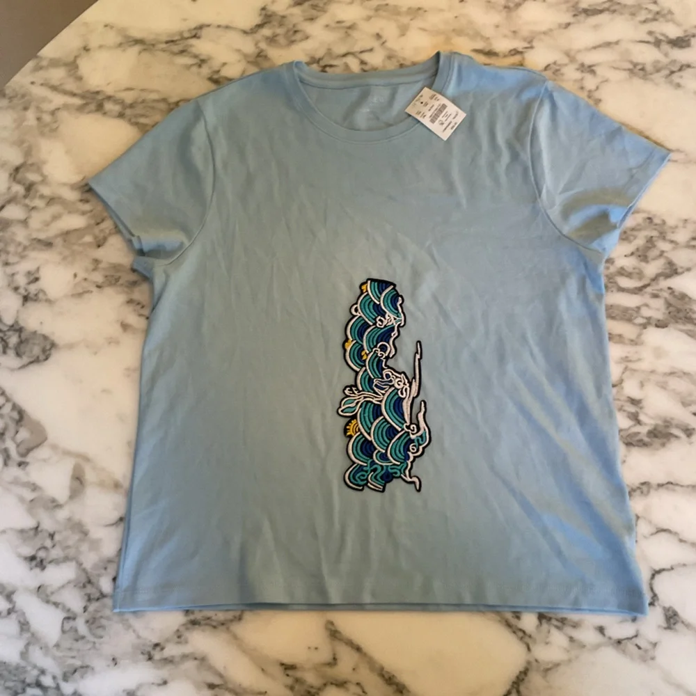 J. Crew Women's Essential short-sleeve crewneck tee Chateau Light Blue XL sliced - Picture 9 of 15